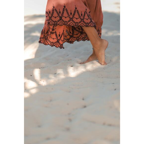 Maxi Dress by T. ZOVICH Mixed Media Floral Pink Salmon Sleeveless Ecofriendly M - Picture 11 of 12